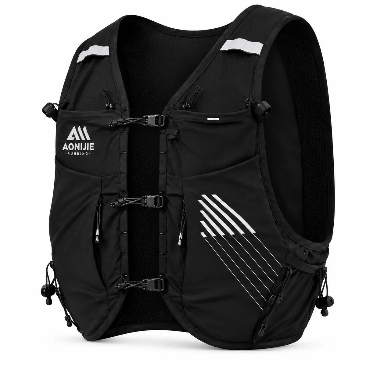 sac trail 10L porte baton de couleur noir vue de face en 3/4