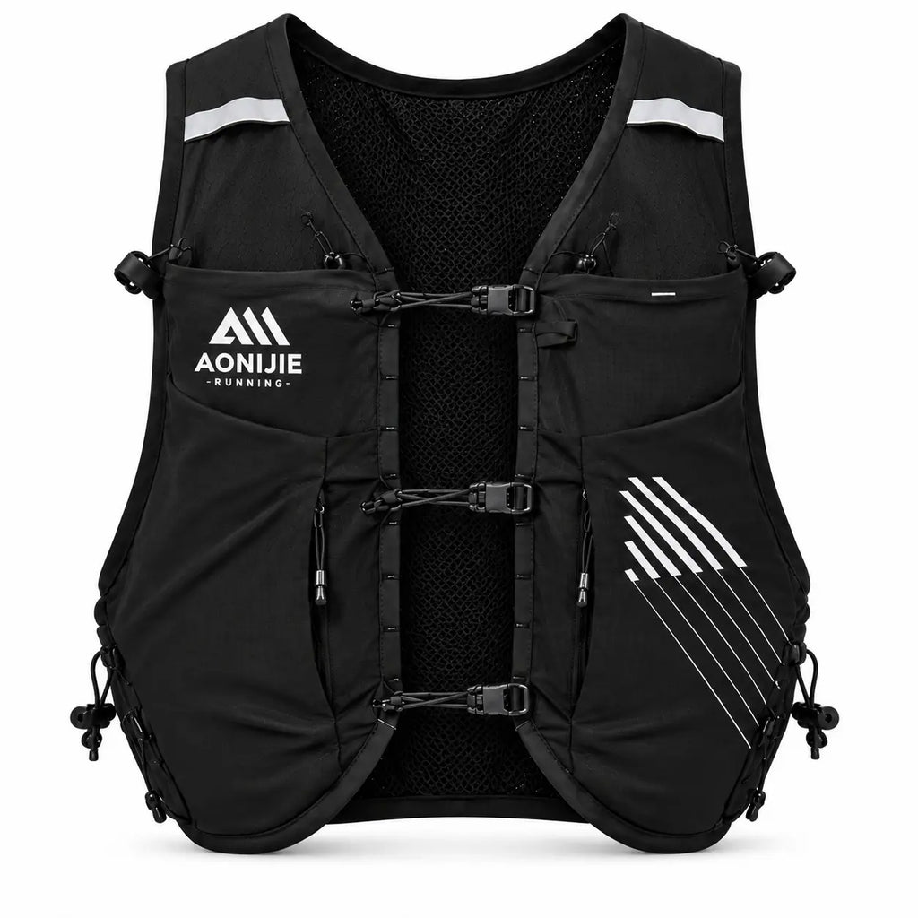 sac trail 10L porte baton de couleur noir vue de face 
