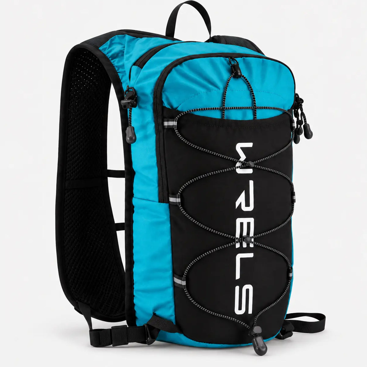 sac trail 10L multi-points de couleur bleu vue de derriere en 3/4