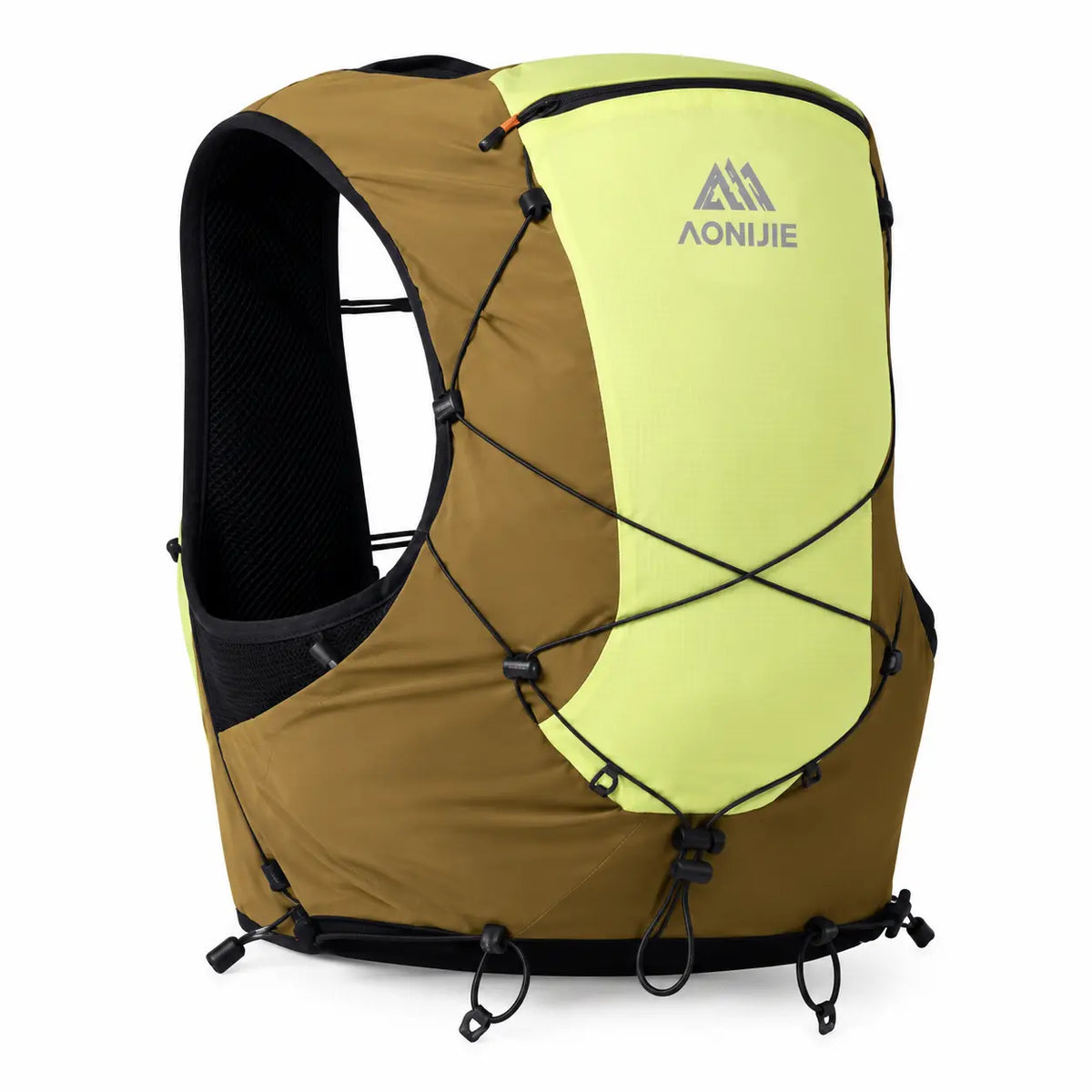 sac ultra trail 12L de couleur jaune vue de  derriere de 3/4