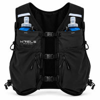 sac trail 10L noir vue de face avec 2 flasques en poche 